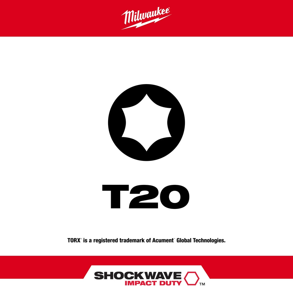 SHOCKWAVE™ 1" Impact Duty TORX® T20 Insert Bits (2 PK)