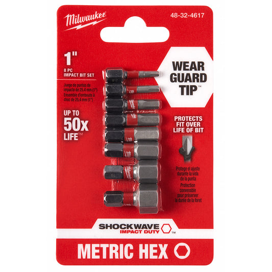 SHOCKWAVE™ 1" METRIC HEX Impact Duty Bit Set 8pc