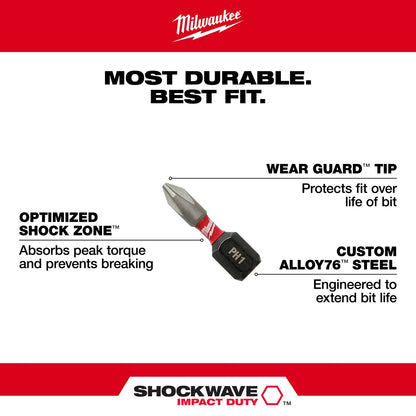 SHOCKWAVE™ 1" Phillips #2 Insert Bits