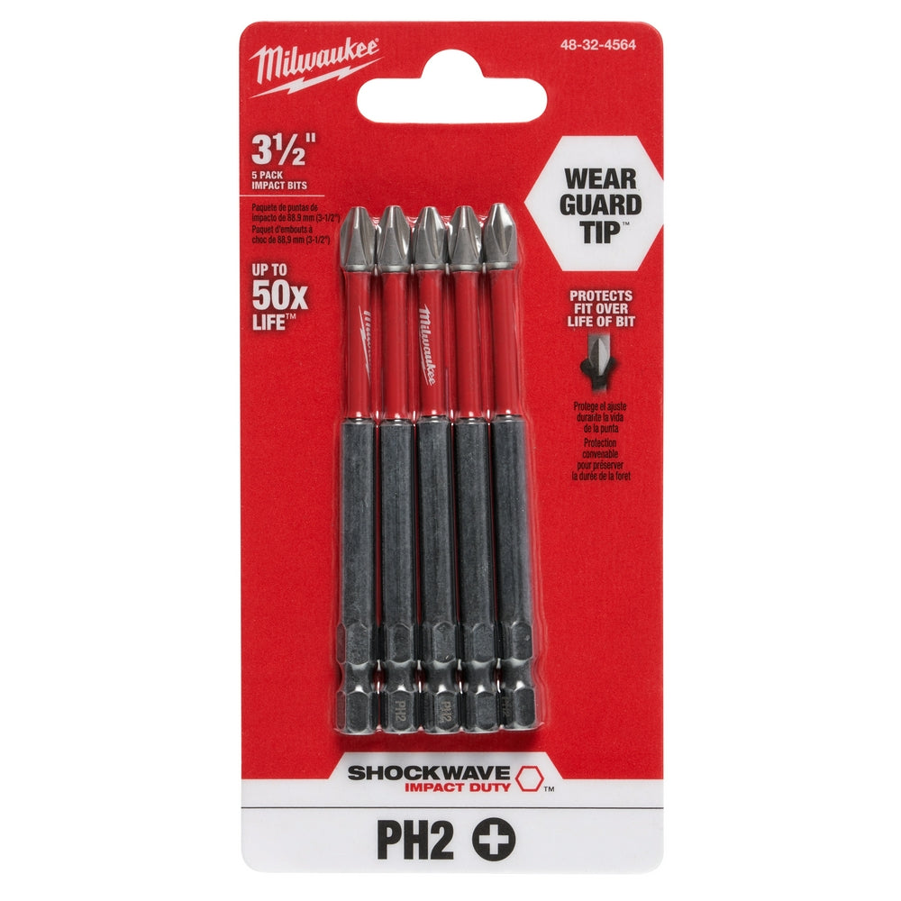 SHOCKWAVE™ 3-1/2” Impact Duty Phillips #2 Power Bits (5 PK)
