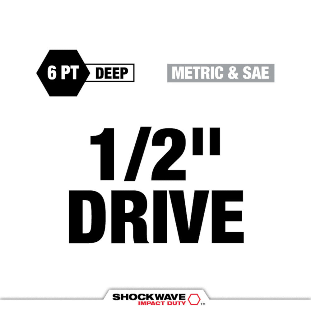 SHOCKWAVE™ Impact Duty 1/2 Drive SAE & Metric 9PC Lug Nut Wheel Socket Set