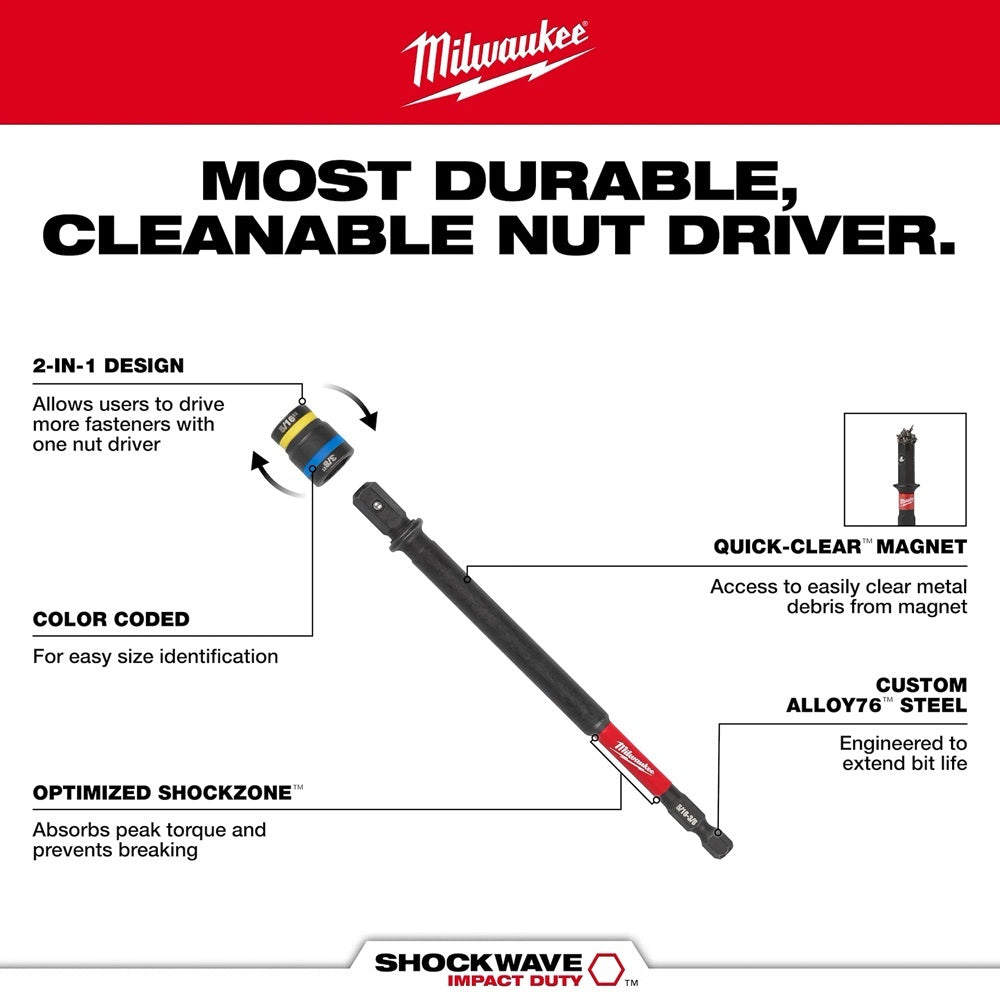 SHOCKWAVE™ Impact Duty 5/16” and 3/8” x 6” QUIK-CLEAR™ 2-in-1 Magnetic Nut Driver