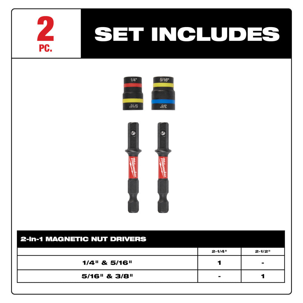SHOCKWAVE™ Impact Duty QUIK-CLEAR™ 2-in-1 Magnetic Nut Driver Set 2PC