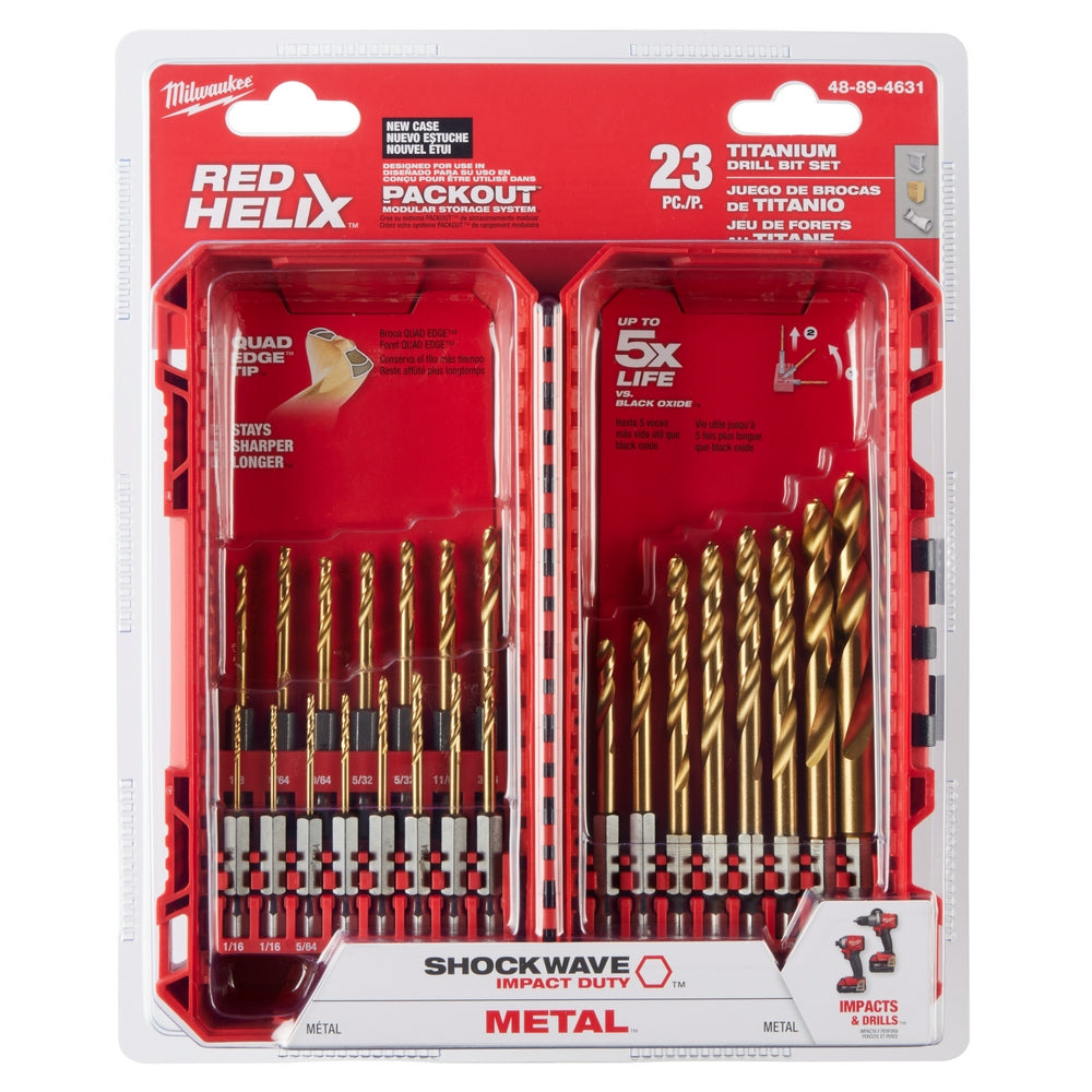 SHOCKWAVE™ Impact Duty RED HELIX™ Titanium Drill Bit Set – 23PC