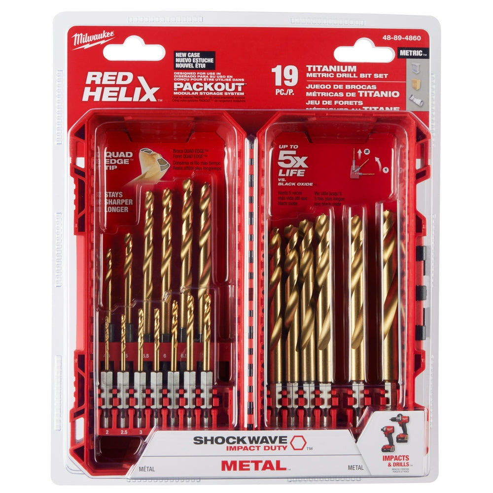 SHOCKWAVE™ Impact Duty RED HELIX™ Titanium Metric Drill Bit Set – 19PC