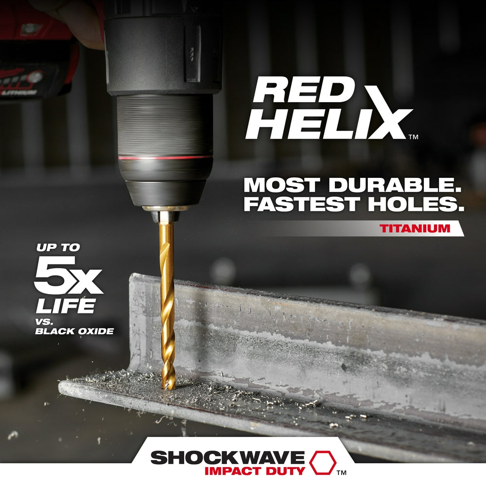 SHOCKWAVE™ Impact Duty RED HELIX™ Titanium Metric Drill Bit Set – 19PC