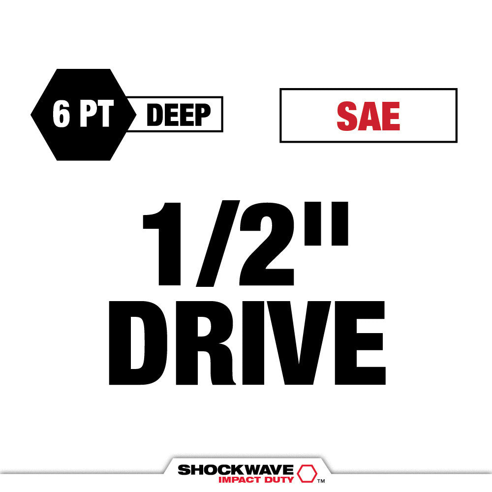 SHOCKWAVE™ Impact Duty Socket 1/2” Dr 15PC SAE PACKOUT™ Set