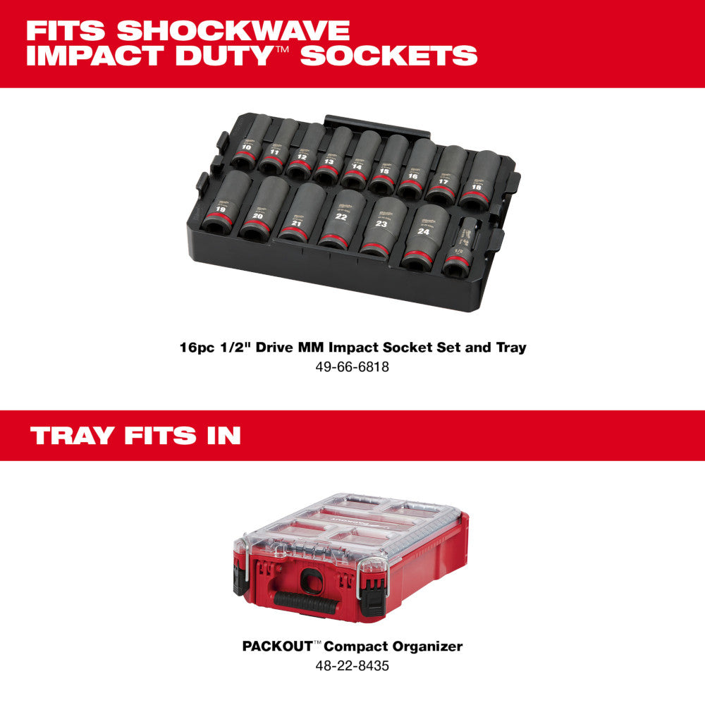 SHOCKWAVE™ Impact Duty Socket 1/2” Dr 16PC MM TRAY ONLY