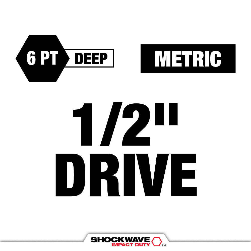 SHOCKWAVE™ Impact Duty Socket 1/2” Dr 16PC MM TRAY ONLY