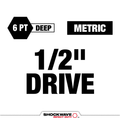 SHOCKWAVE™ Impact Duty Socket 1/2” Dr 16PC MM TRAY ONLY