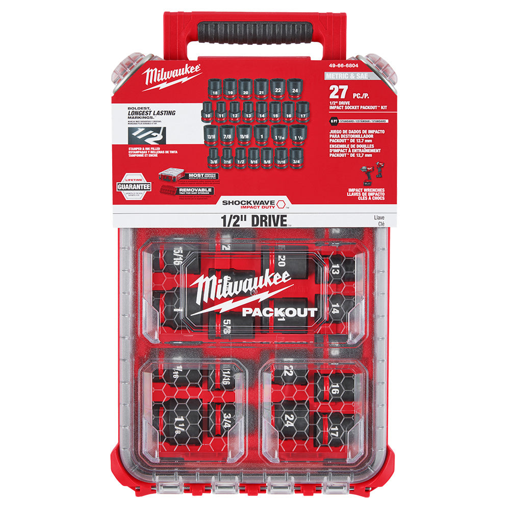 SHOCKWAVE™ Impact Duty Socket 1/2” Dr 27PC MM & SAE PACKOUT™ Set