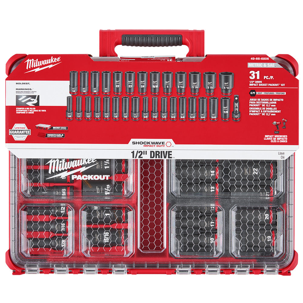 SHOCKWAVE™ Impact Duty Socket 1/2” Dr 31PC PACKOUT™ Set