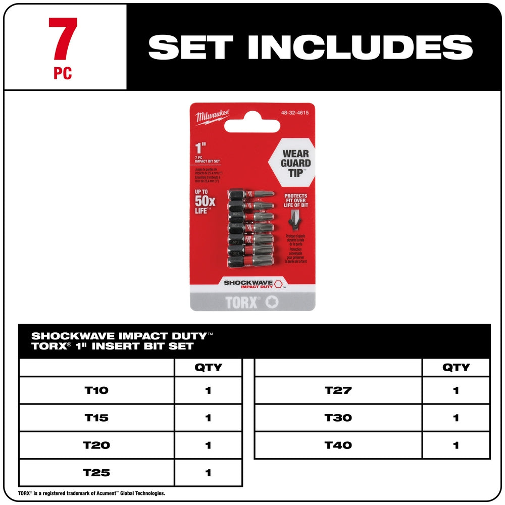 SHOCKWAVE™ TORX® 1” Insert Bit Set - 7PC