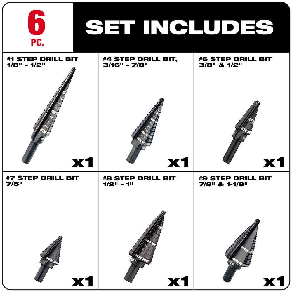 Step Drill Bit Set - 6PC