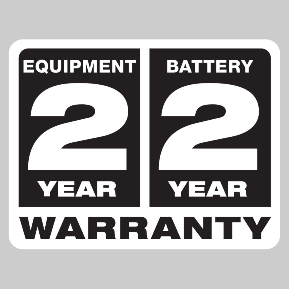 Warranty: Equipment and Battery 2 Years
