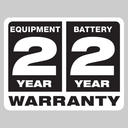 Warranty: Equipment and Battery 2 Years