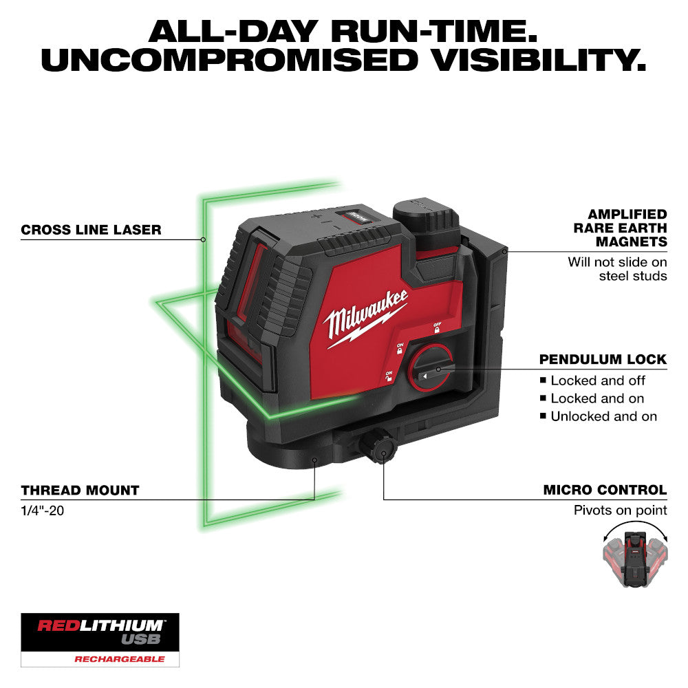 USB Rechargeable Green Cross Line Laser